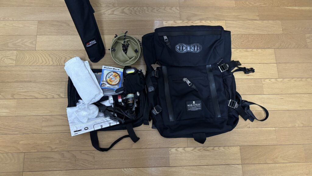 電車釣行で使用している装備一式（ライトゲーム用）